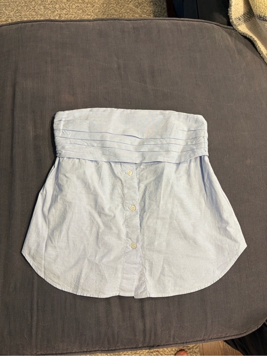Zara Tops - Zara Light Blue Strapless Button-Front Bustier Top